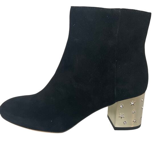 Kate Spade Black Suede Ankle Boots Size US 5.5 Studded Block Heel Serendipity - Picture 1 of 12